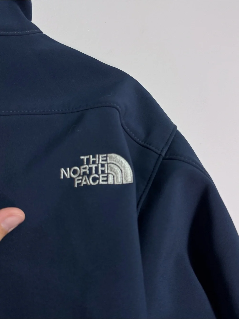 The North Face Apex Blue Soft Shell Jacket Full Zip Fleece Lined LG